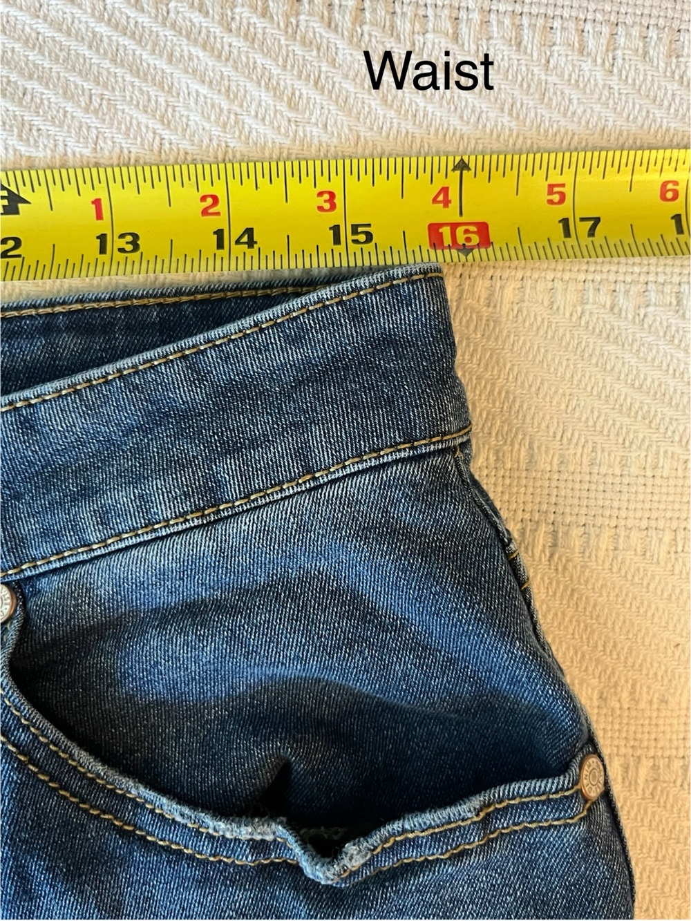 Distressed Dark Blue Jeans with Red Paisley Patches by C Est. 1946, Stretchy - Picture 8 of 15
